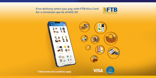 Free delivery when you pay with FTB Visa Card for a minimum spend of US$ 20
