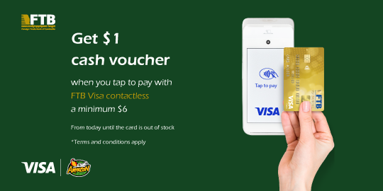 Get $1 cash voucher when you tap to pay with FTB Visa contactless at Amazon Café
