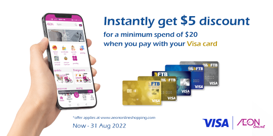Enjoy special offer Instantly get 5$ discount for a minimum spend of 20$ when you pay with FTB Visa Card