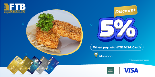 Enjoy 5% discount at Monsoon On food and beverage with minimum spend of $30