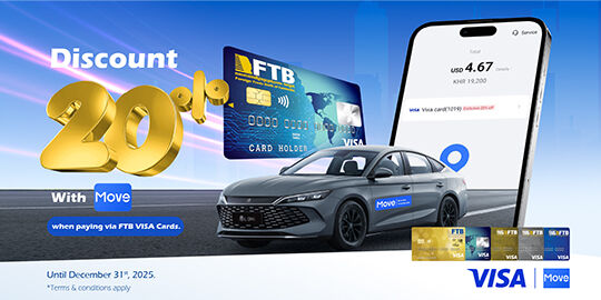 Enjoy the instant discount 20% off with MOVE when paying via FTB VISA Cards.